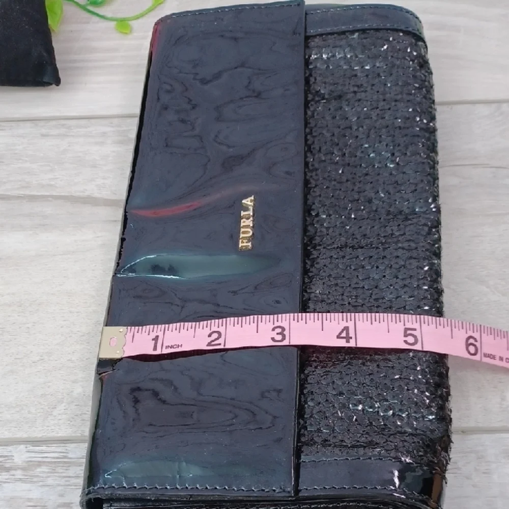 Furla Shimmering Black Sequin Clutch